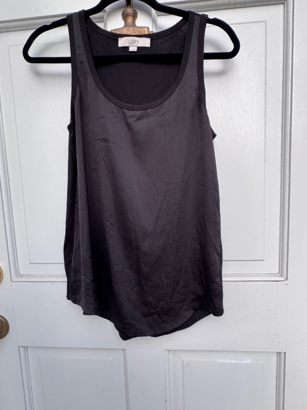 LOFT Layered Tank Top Size Small Black Modal Cotton Sleeveless Shell